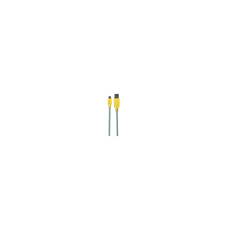 Cable Micro USB V2.0 A-Micro B, 0.5M, color Amarillo con Verde