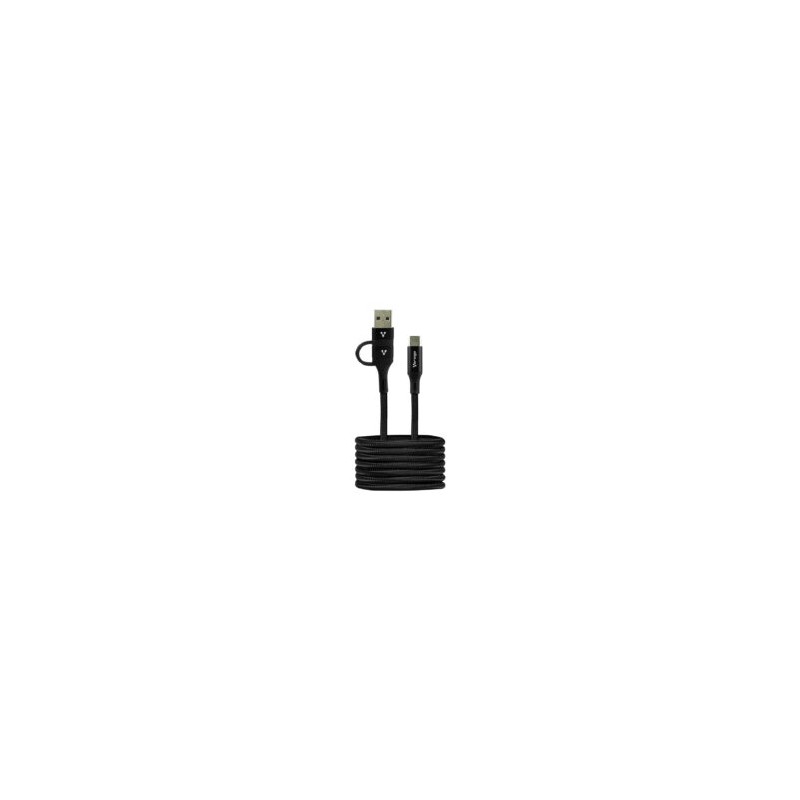 Cable Vorago CAB-126 de tipo C con adaptador a USB-A, Color negro
