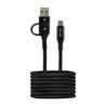 Cable Vorago CAB-126 de tipo C con adaptador a USB-A, Color negro