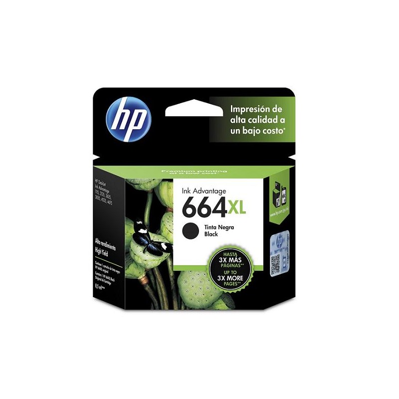 Cartucho de Tinta HP 664XL Alto Rendimiento Negro F6V31AL