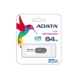 Memoria ADATA 64GB USB 2.0 UV220 retráctil color blanco-gris