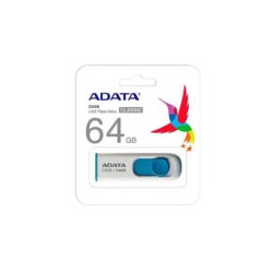 Memoria USB Adata de 64GB (AC008-64G-RWE) Color Blanco con Azul