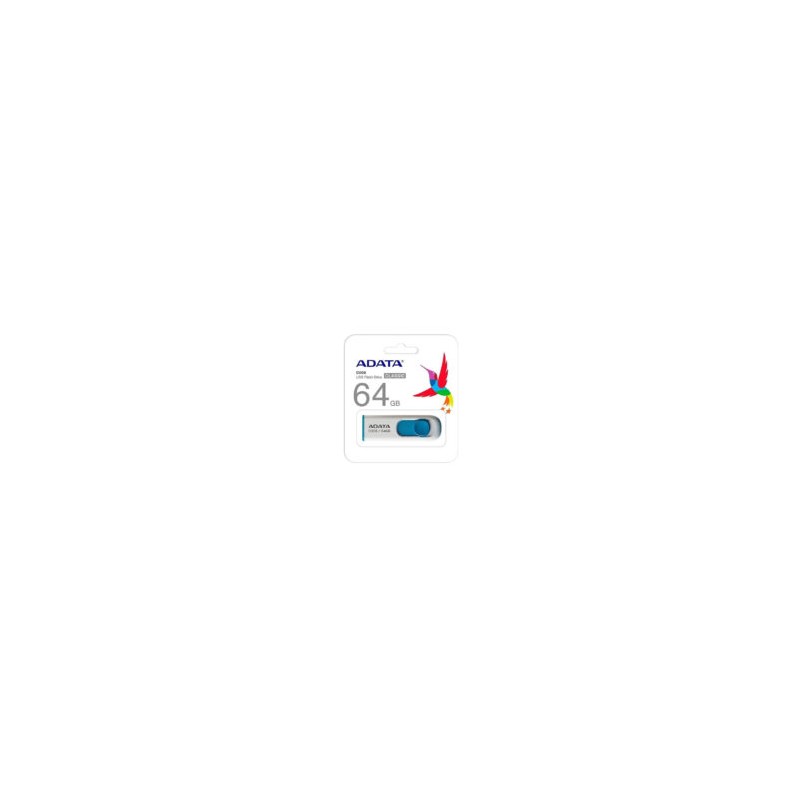 Memoria USB Adata de 64GB (AC008-64G-RWE) Color Blanco con Azul