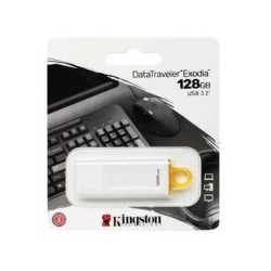 Memoria USB Kingston 128GB Blanco con Aro Amarillo