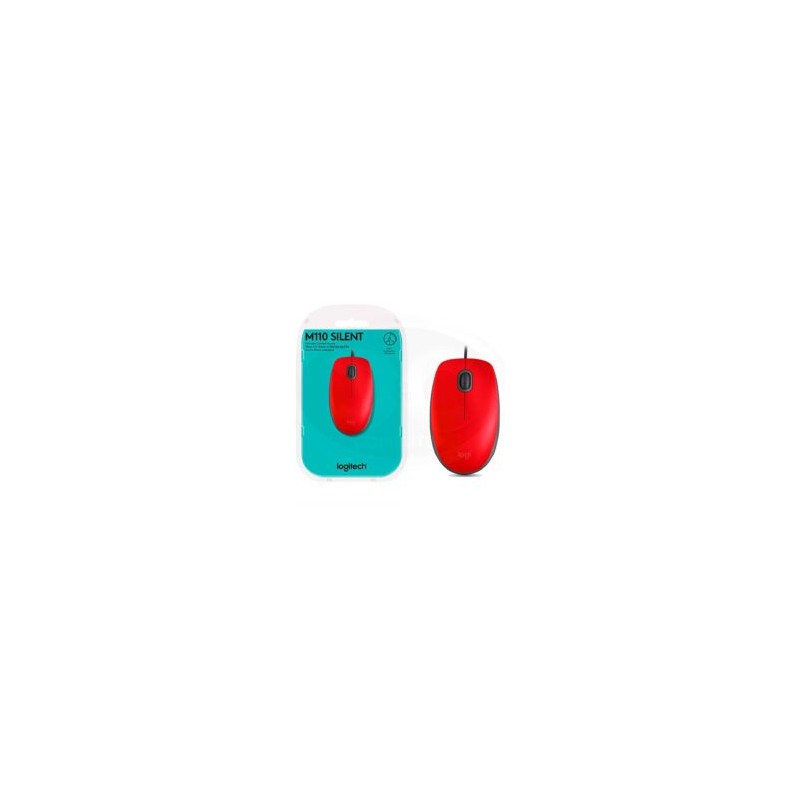 Mouse Logitech M110 Alambrico Silent Color Rojo